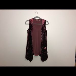 LOGO By Lori Goldstein Panne Velvet Cascade Vest